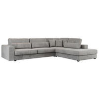 ECKSOFA Savona Hellgrau Velvet - rechts - Hellgrau/Schwarz, Kunststoff/Textil (249/316cm) - MKS