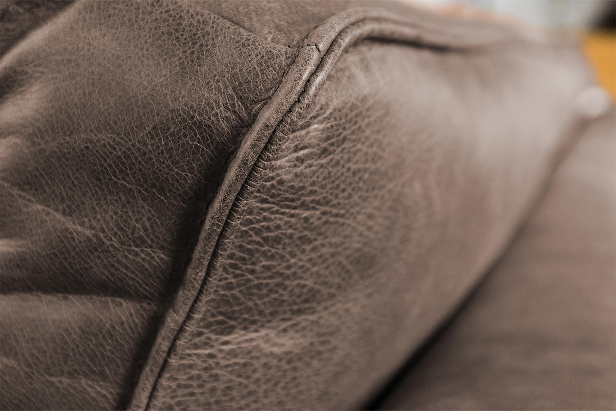 ECKSOFA BLOOM Taupe Leder - Taupe/Schwarz, Leder (276/177cm) - KAWOLA