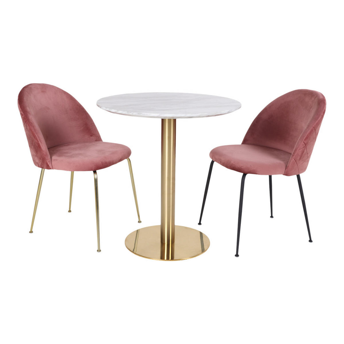 ESSTISCH Ø70 cm marmor look - Goldfarben, Holzwerkstoff (70/70/75cm) - ebuy24