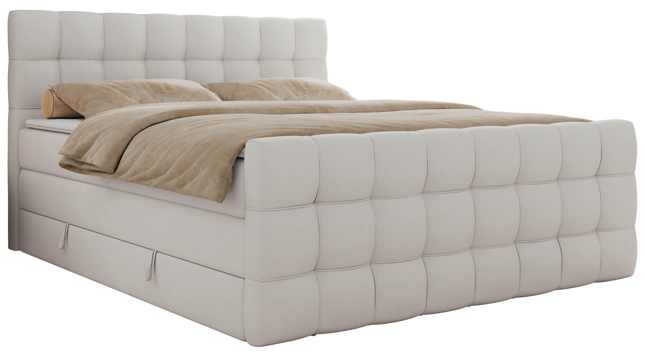BOXSPRINGBETT ALTIVO KING DUO 200/200 - Weiß Kunstleder - H4 - Weiß, Textil (200/200cm) - MKS