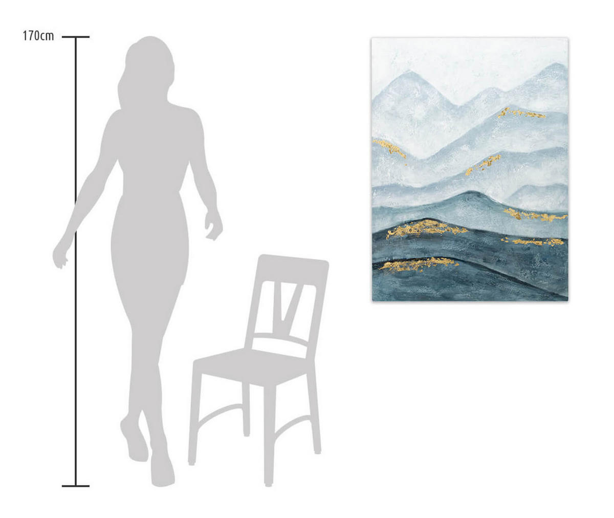 RUČNE MAĽOVANÝ AKRYLOVÝ OBRAZ 75/100 cm, petrolejový, prírodný a botanický motív - petrolejová, drevo/textil (75/100cm) - KUNSTLOFT