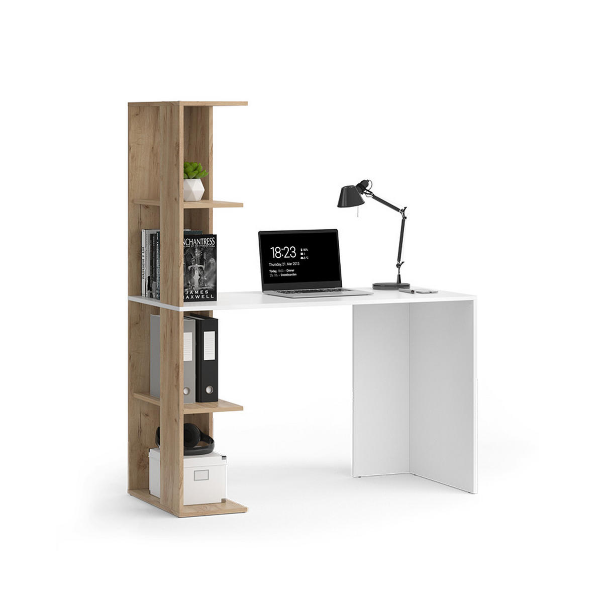 PSACÍ STŮL Tower Bílá/Sonoma - bílá/Sonoma dub, kompozitní dřevo (55.2/122.2/75.8cm) - Vicco