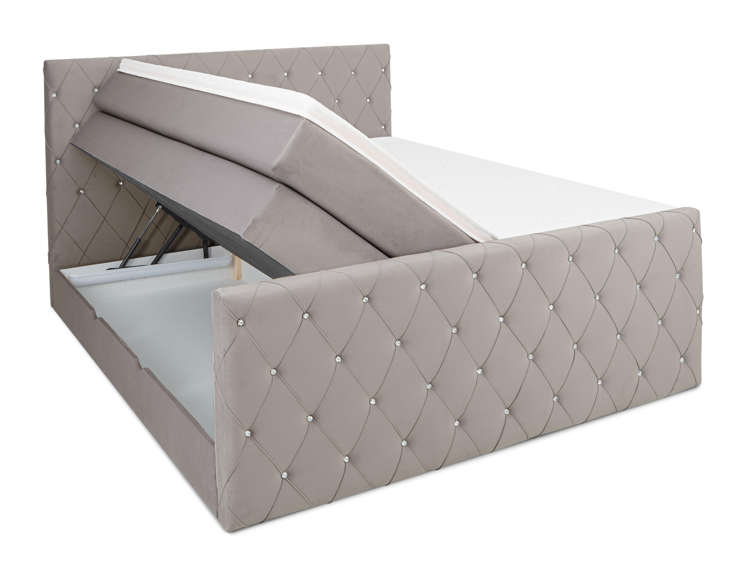 BOXSPRINGBETT Dubai Grau 160 /200 cm H2/H3 Samt - Grau, Textil (160/200cm) - wonello