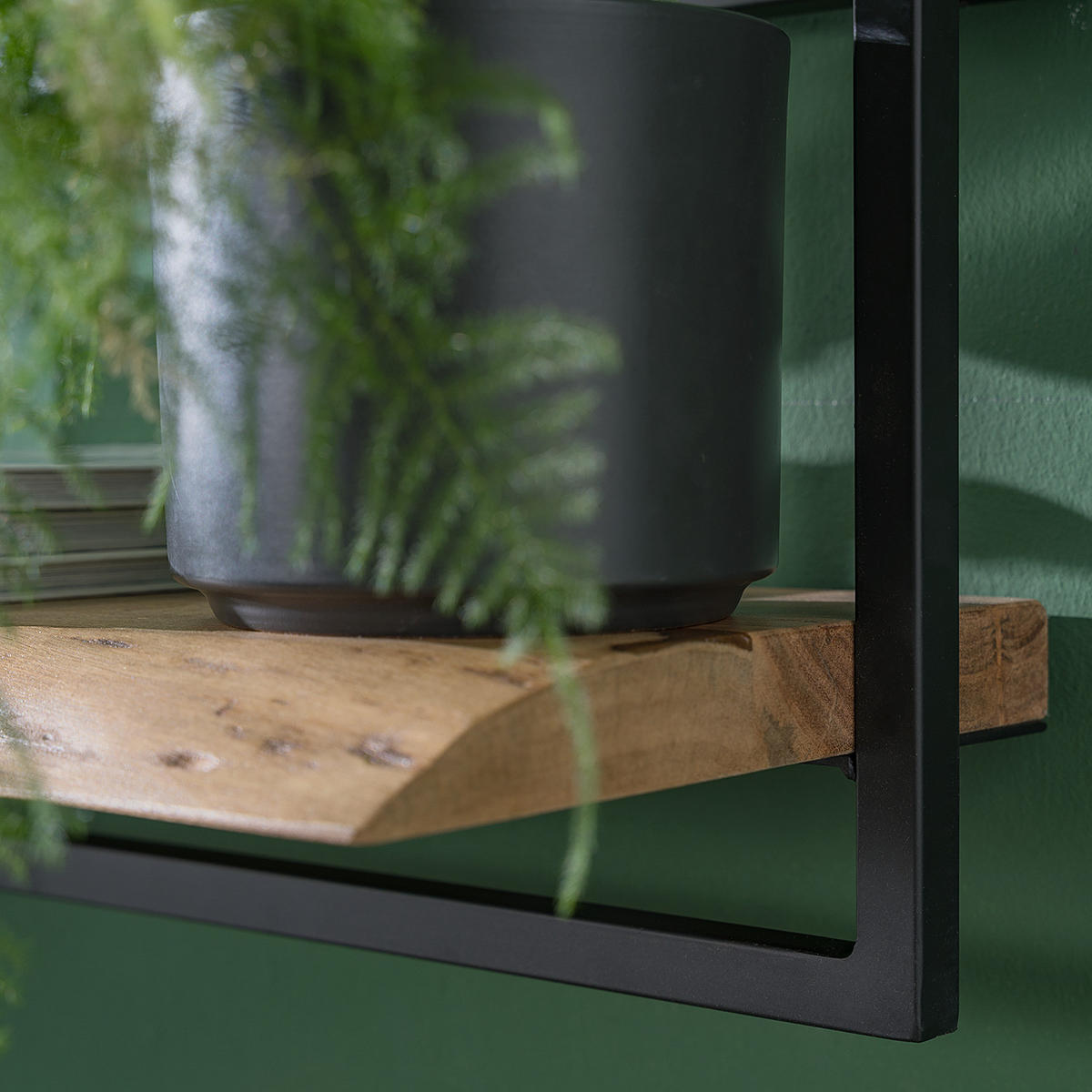 WANDREGAL - Akazie massiv / Metall - Akaziefarben, Metall (100/30/26cm) - home24