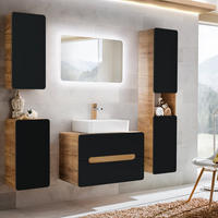 BADMÖBEL-SET 5-TLG. New-luton - Anthrazit, Holzwerkstoff (180/200/46cm) - Lomado