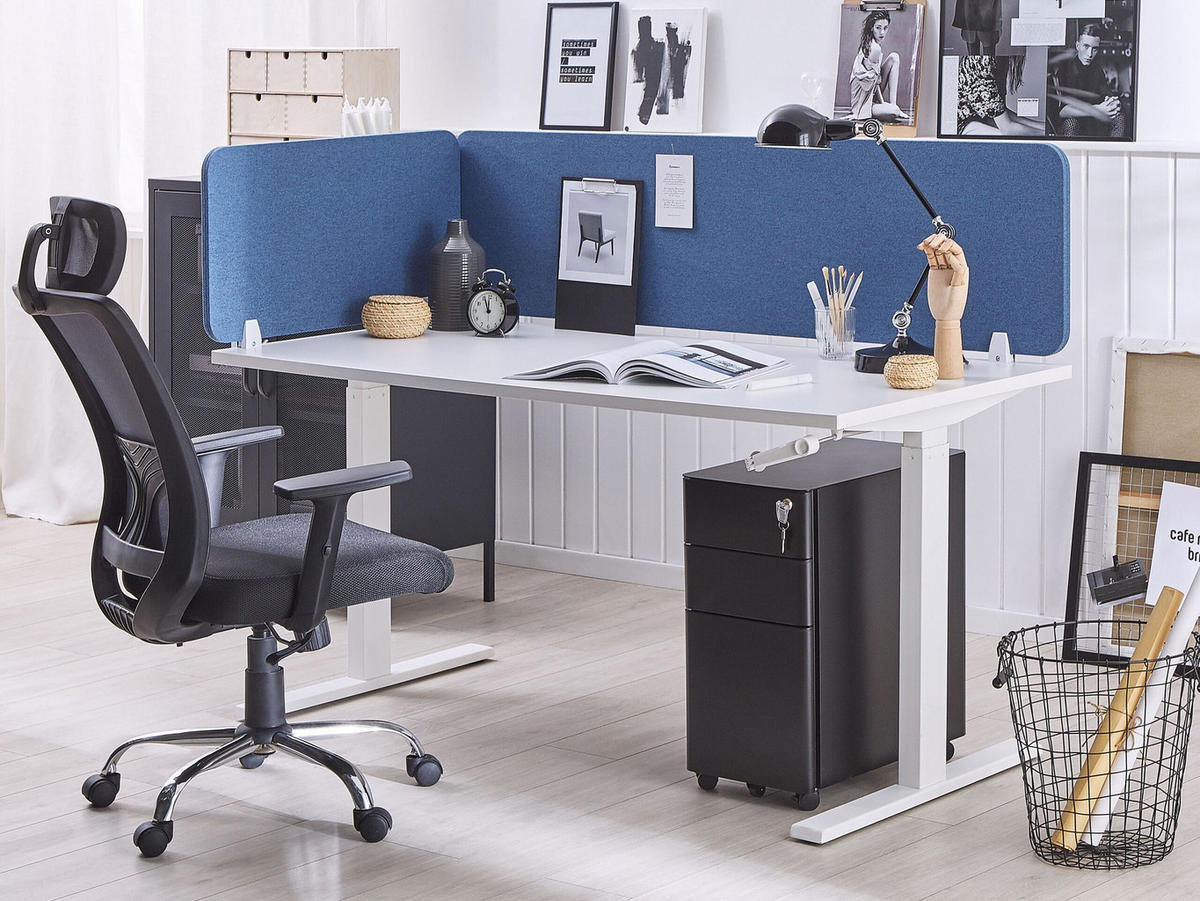 SCHREIBTISCHTRENNWAND 72 x 40 cm Blau Wally - Blau, Textil (72/40/2cm) - Beliani
