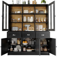 KÜCHENSCHRANK 140x38,5x175 cm, Schubladen, Acryltüren, Kippschutz, Schwarz - Schwarz, Holzwerkstoff (140/175/38.5cm) - FOHERE