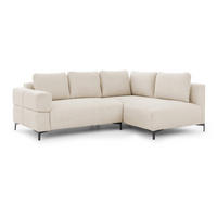 ECKSOFA Cardea in Bubble-Optik aus weichem Hellbeige Strukturstoff mit hohem Sitzkomfort - Ottomane rechts - Beige/Schwarz, Holz/Textil (230/170cm) - S-Style Möbel