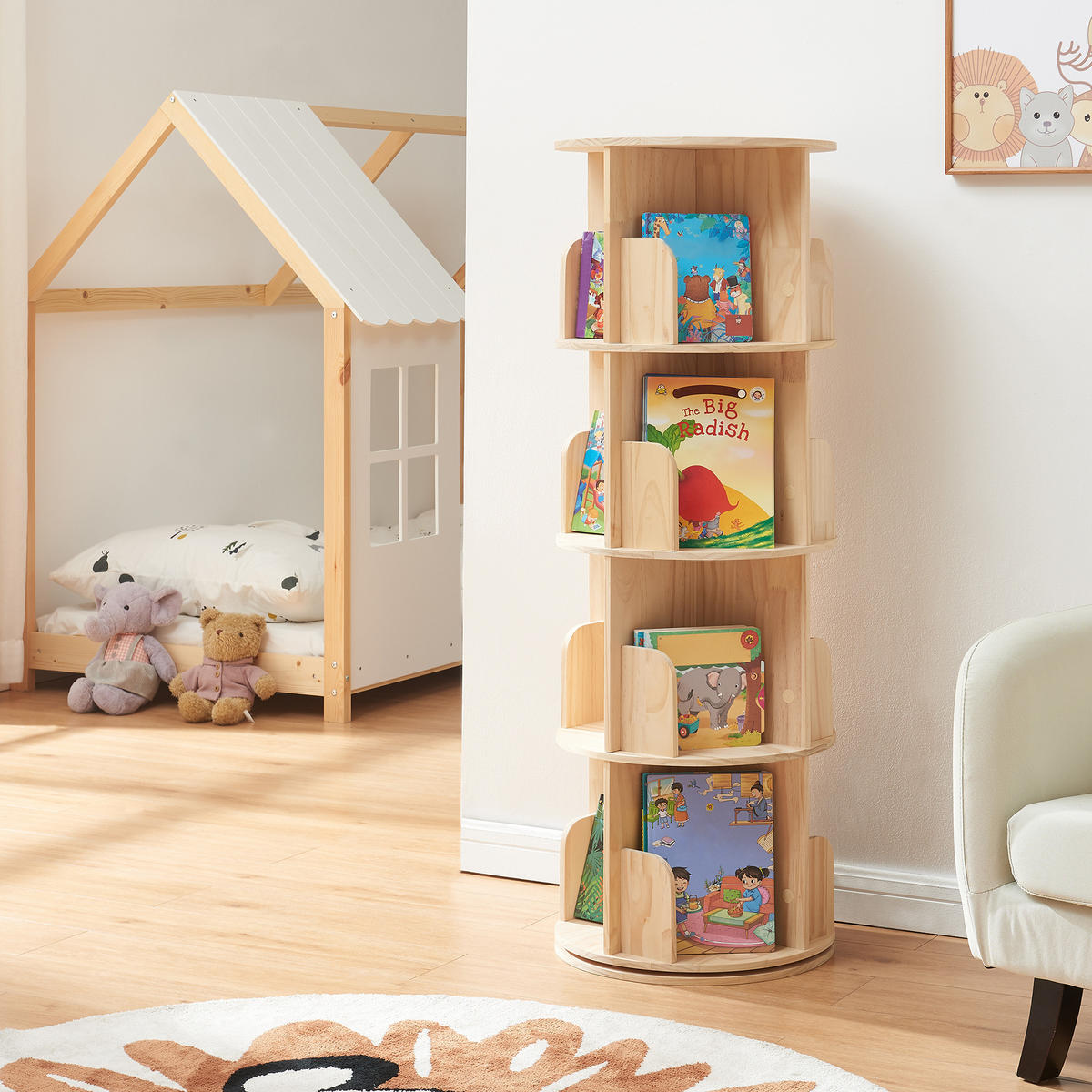 KINDERREGAL Chasek - Naturfarben, Holz (44/125/44cm) - [en.casa]