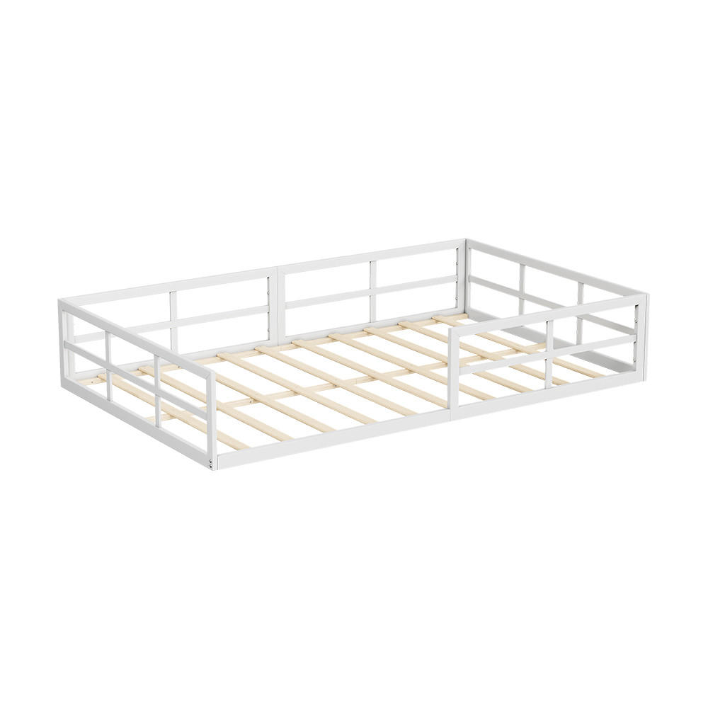 BODENBETT AUS METALL Minno Weiß 205 x 125 cm ohne Matratze - Weiß, Metall - VitaliSpa