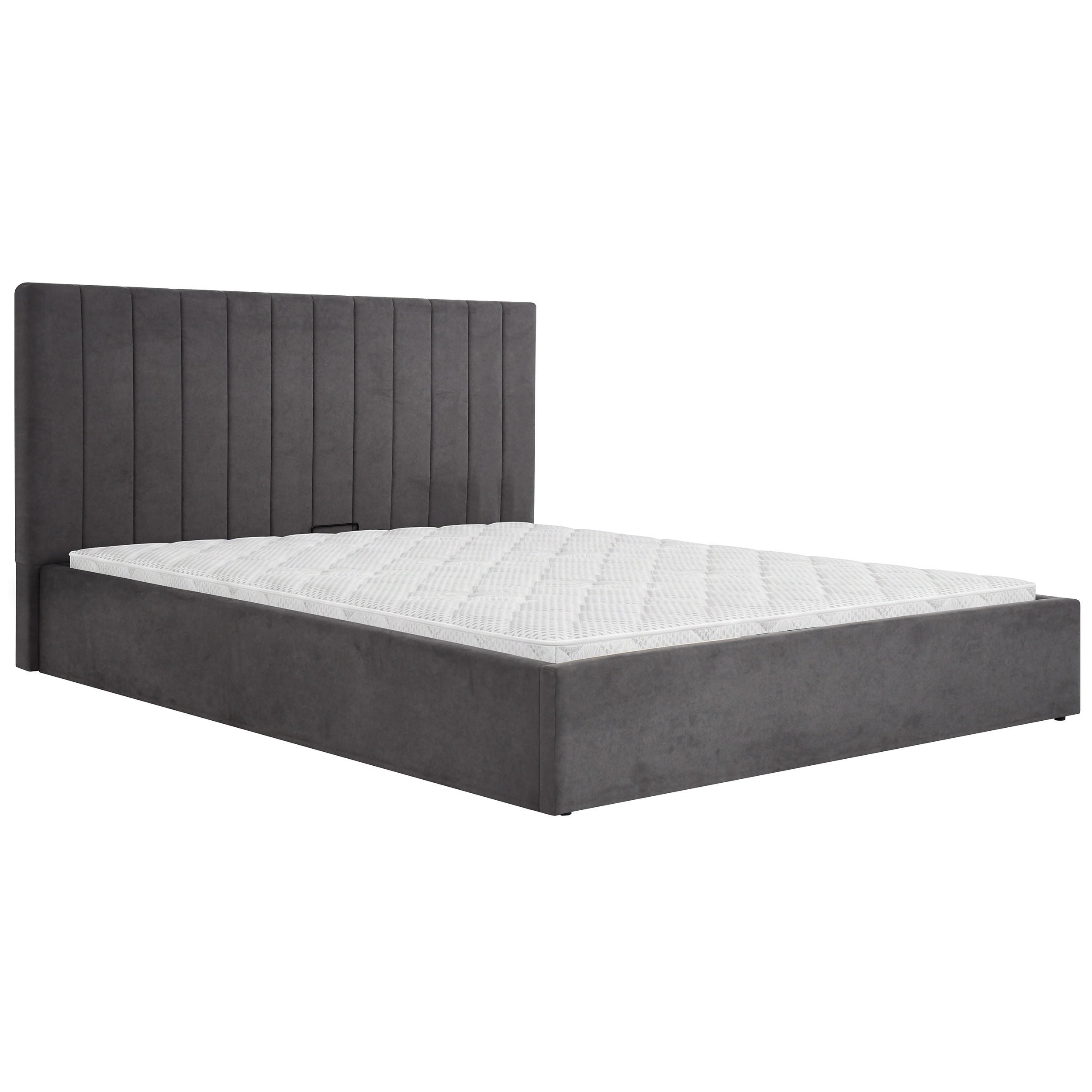 POLSTERBETT Melvio Doppelbett 180x200 cm mit Bettkasten und Schaumstoffmatratze 10 cm, Dunkelgrau - Dunkelgrau, Textil (180/200cm) - Beautysofa