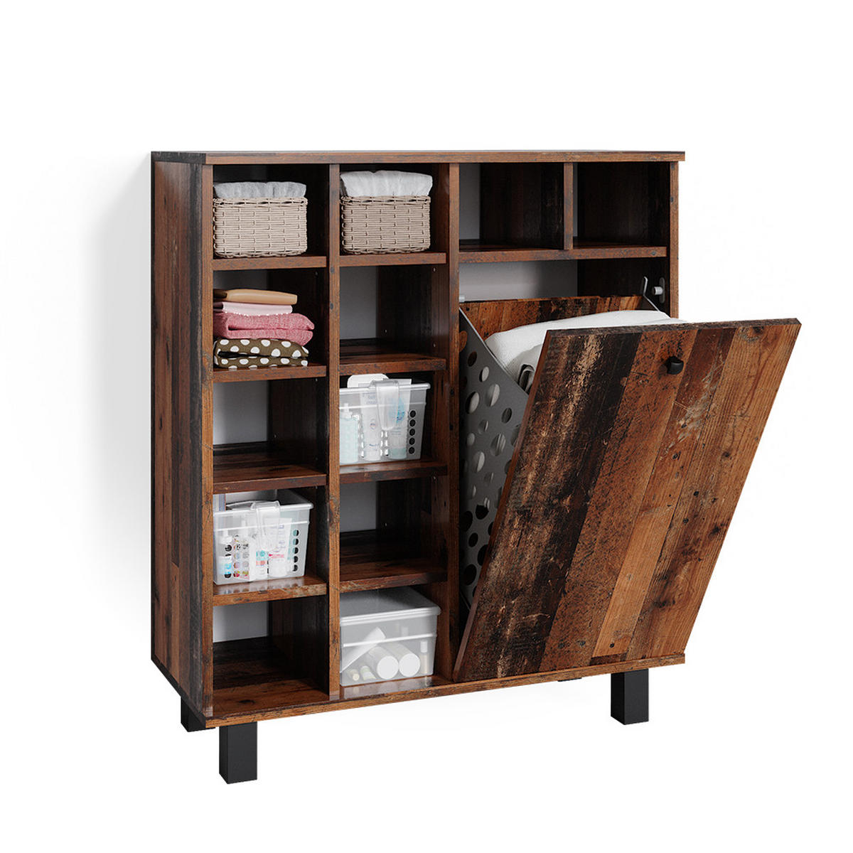 BADSCHRANK Fynn Eiche rustikal 78.4 x 91.6 cm - Wildeiche, Holzwerkstoff (78.4/91.6/34cm) - Vicco