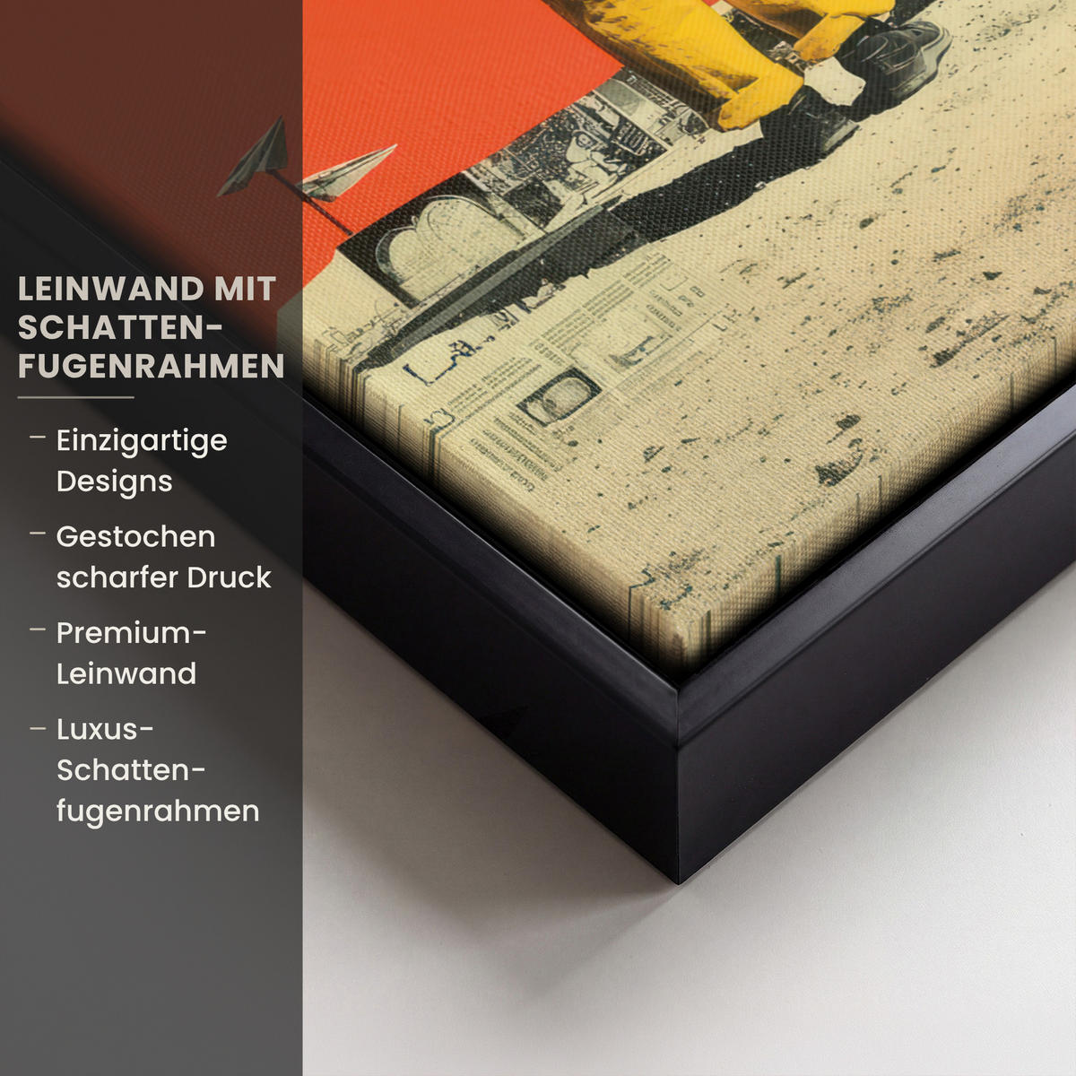 LEINWAND Bilder mit Rahmen - Retro - Junge - Hund - Rot - Grün - 30x40 - Orange, Textil (30/40cm) - MuchoWow