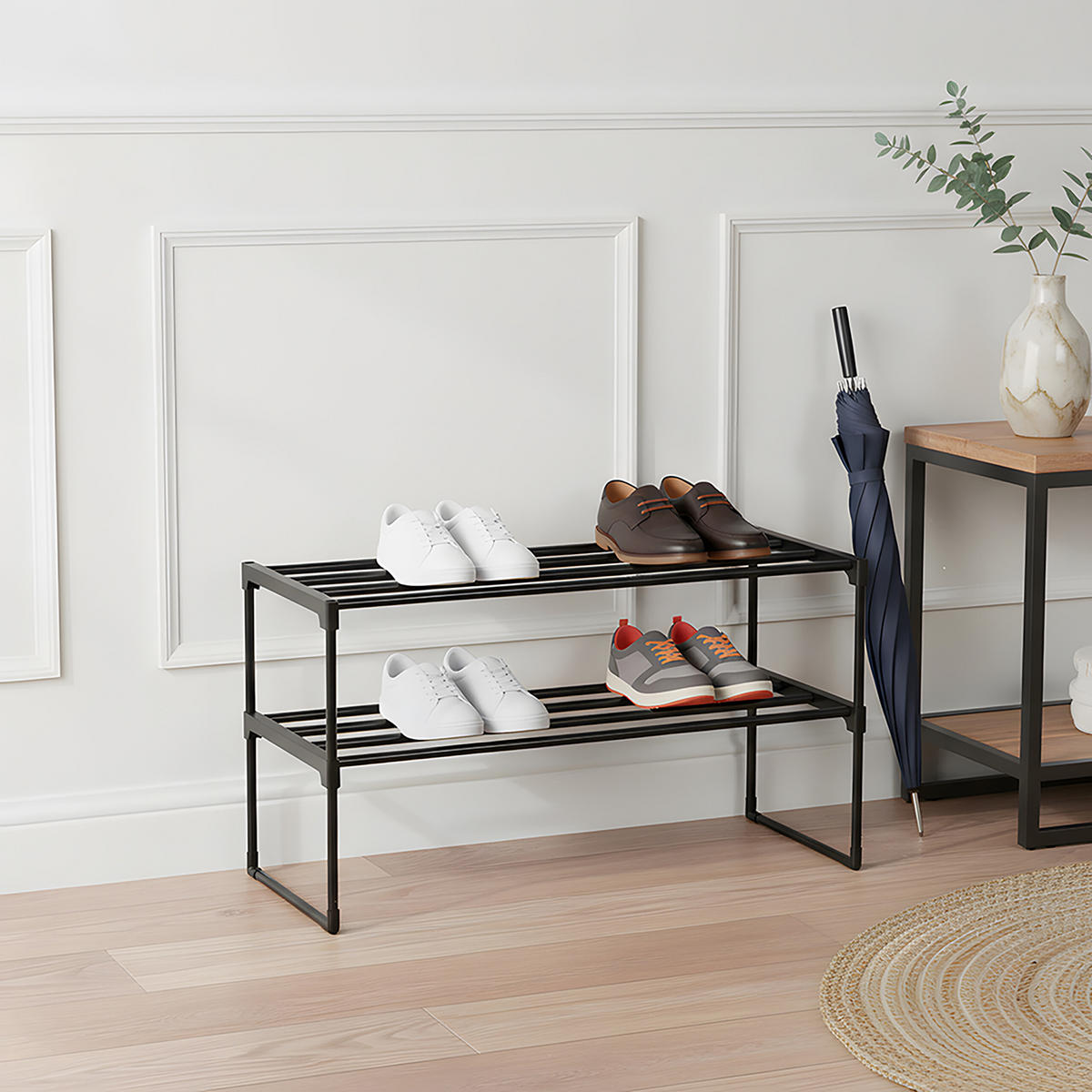 BOTNÍK - černá, kov/plast (68/38/30cm) - Relaxdays