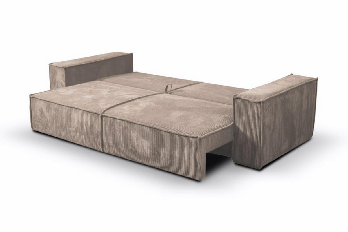 SCHLAFSOFA mit Bettkasten und Cordstoff MONA Hellbraun - Braun, Holzwerkstoff (255/85/105cm) - Compleo24