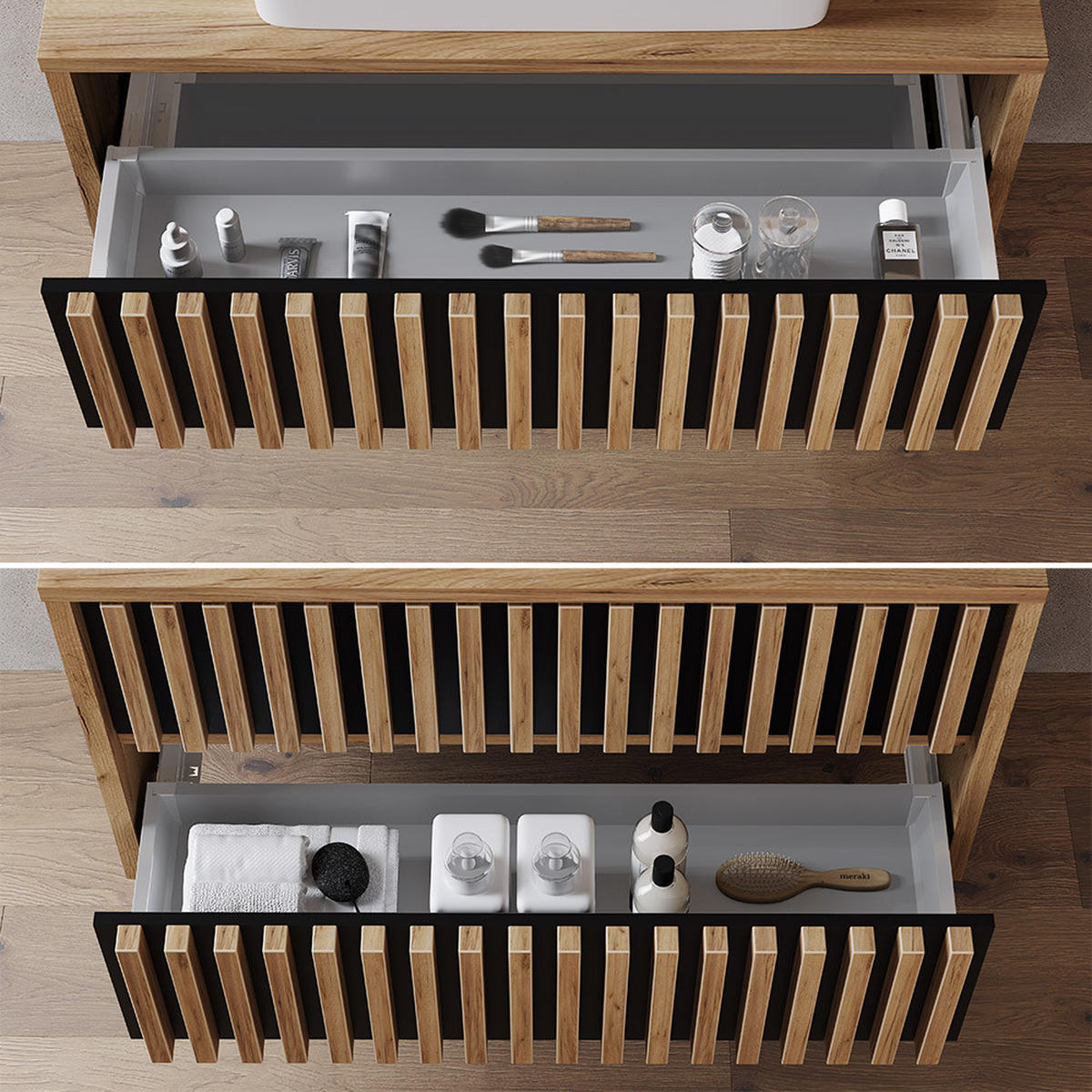 WASCHBECKENSCHRANK Lucca-107 - Braun, Holzwerkstoff (80/56/45cm) - Lomado