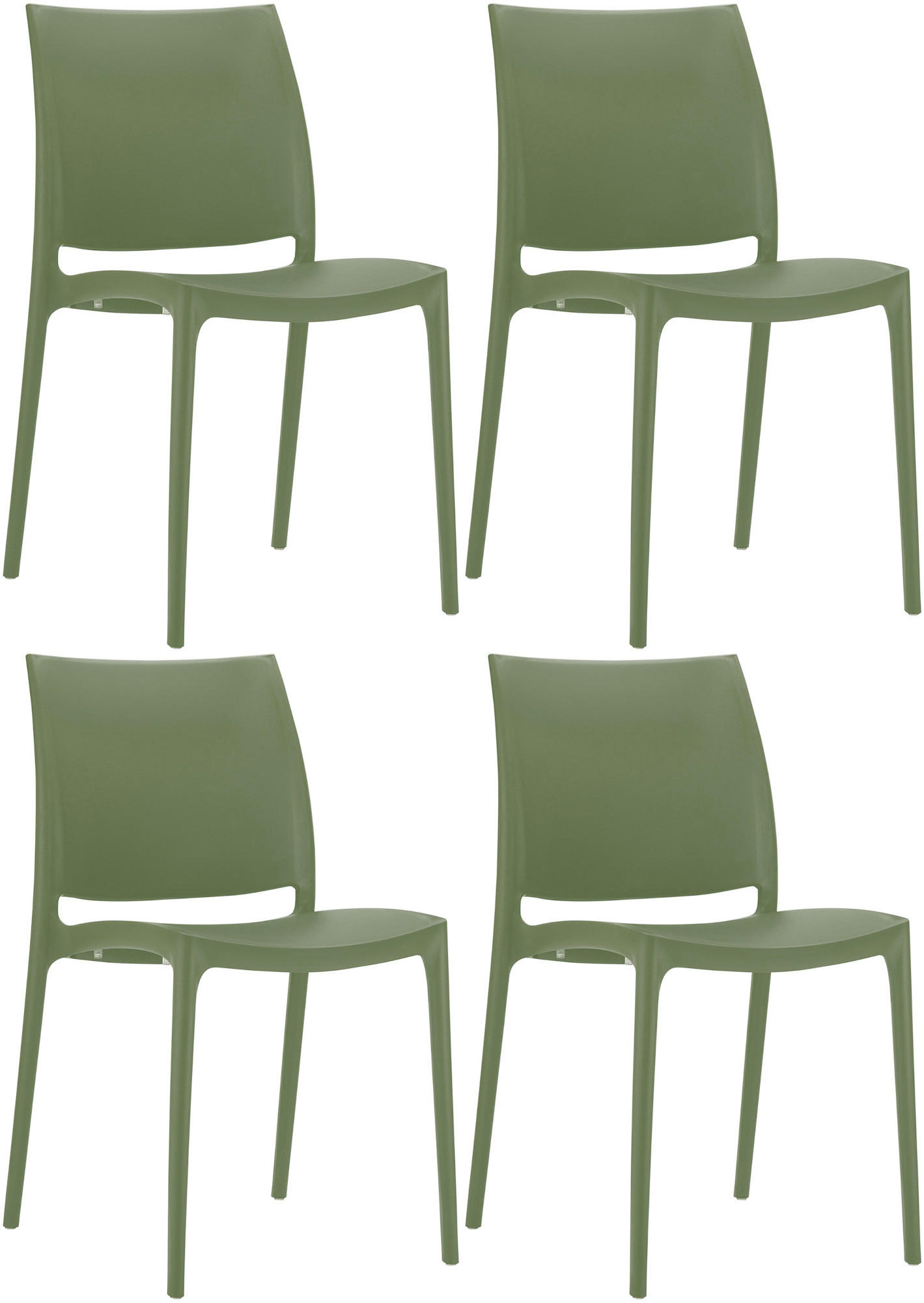 GARTENSTUHL 4er Set Kunststoff oliv - Olivgrün, Kunststoff (44/81/50cm) - CLP