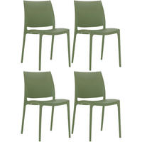 GARTENSTUHL 4er Set Kunststoff oliv - Olivgrün, Kunststoff (44/81/50cm) - CLP