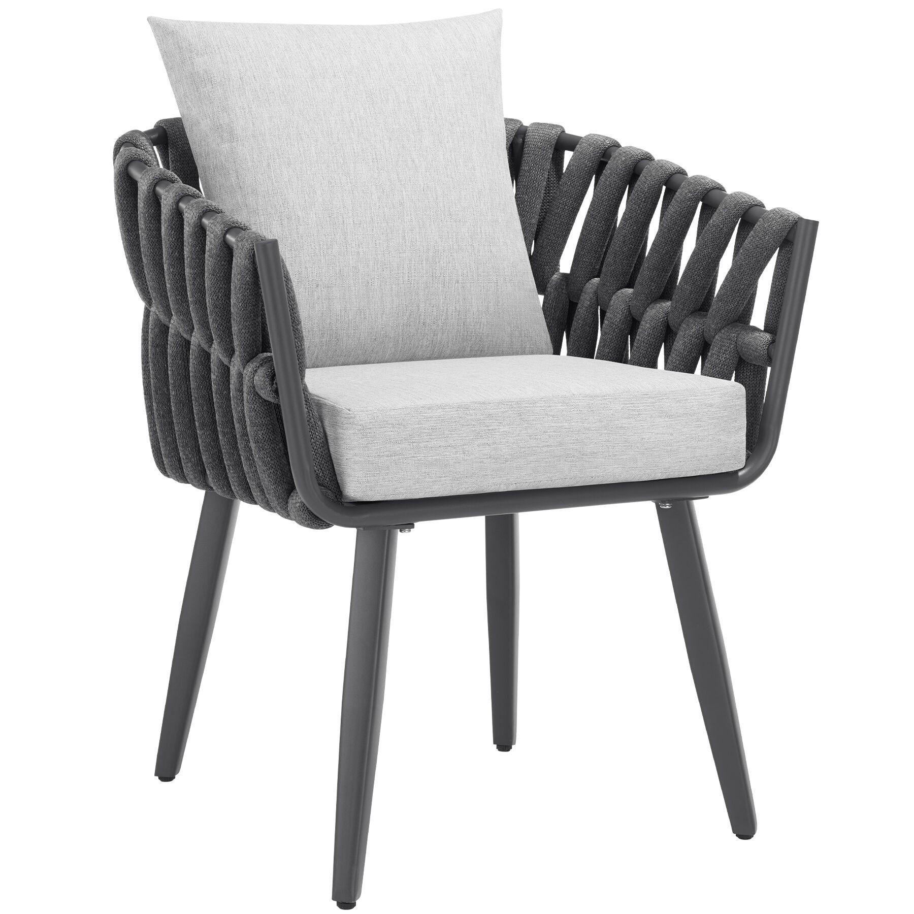 STUHL Lugano im Rope-Design,Aluminium anthrazit,61 x 60 x 73 cm - Dunkelgrau/Anthrazit, Kunststoff/Metall (62.5/75/65.5cm) - tectake