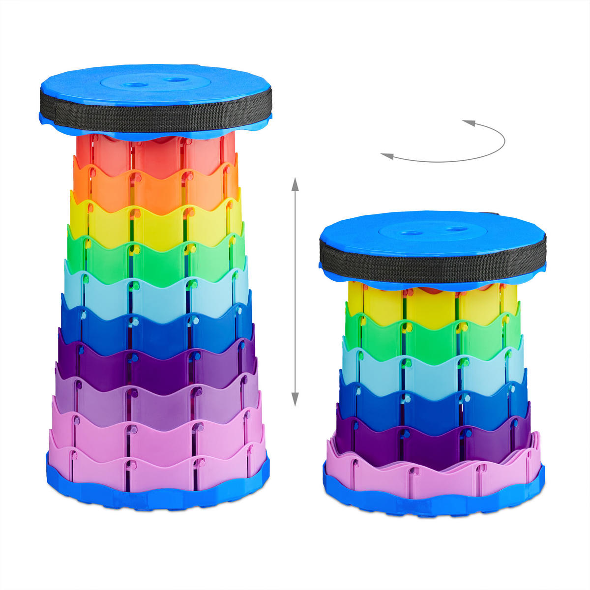 TELESKOPHOCKER - Multicolor, Kunststoff (25/44.5/25cm) - Relaxdays