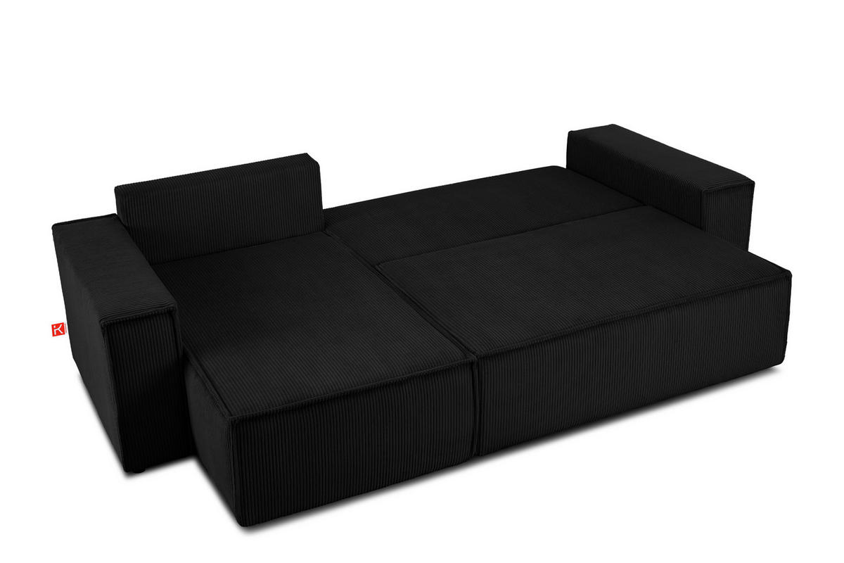 ECKSOFA-LINKS/RECHTS NAPI Schlaffunktion mit Cordbezug, Schwarz - Schwarz, Textil (262/148cm) - KONSIMO®