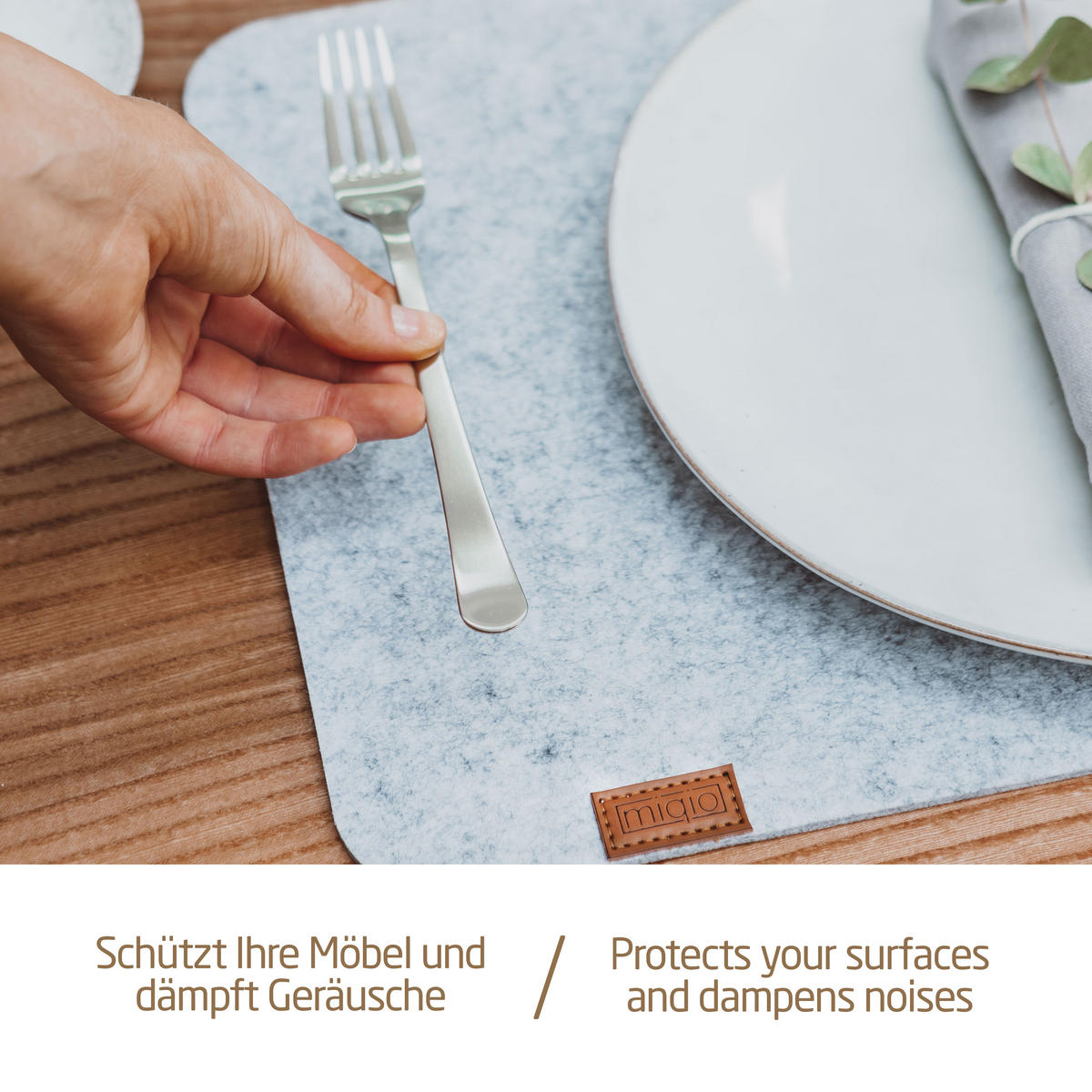 TISCHSETS eckig 6er-Set - Hellgrau, Textil (44/45/3cm) - Miqio Design