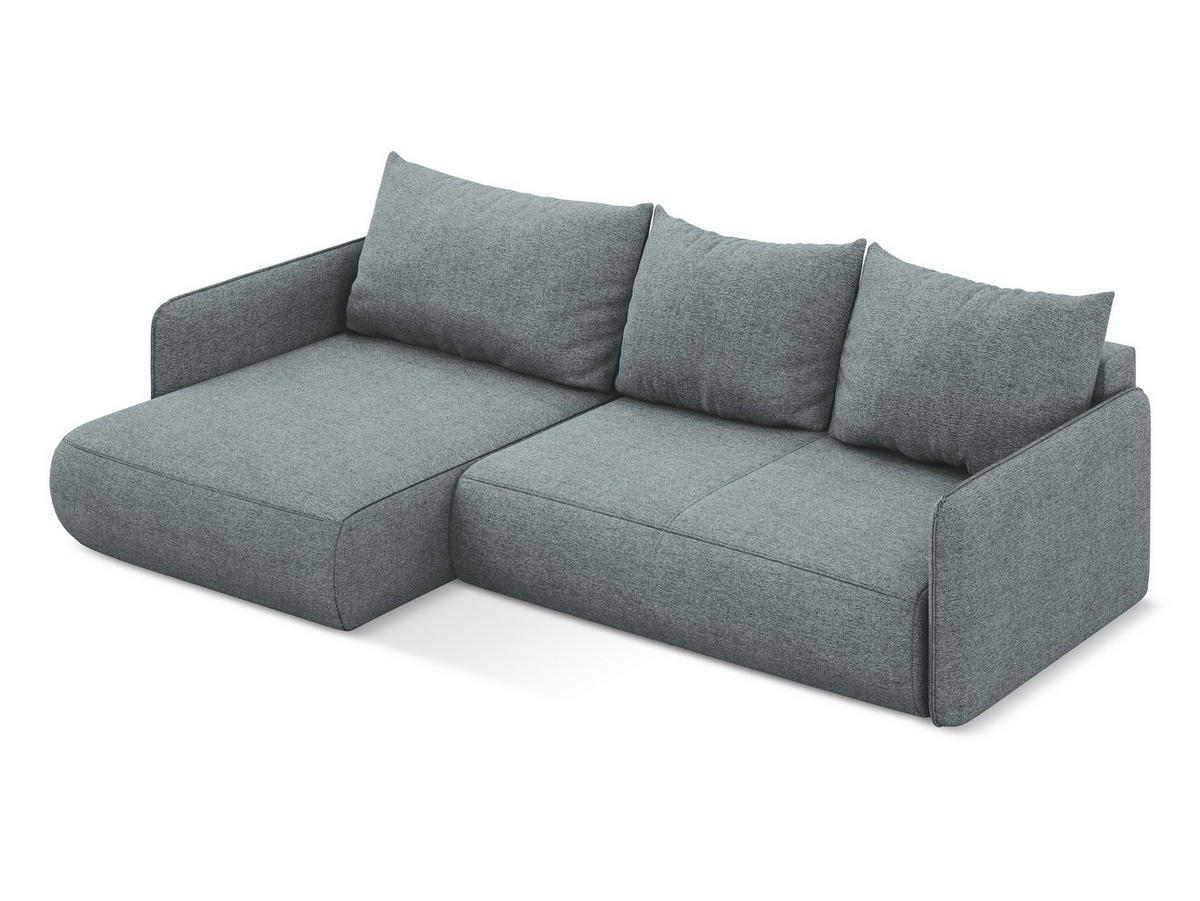 WOHNLANDSCHAFT Chenille Stoff Blau - Blau/Schwarz, Kunststoff/Textil (290/86/148cm) - Makamii