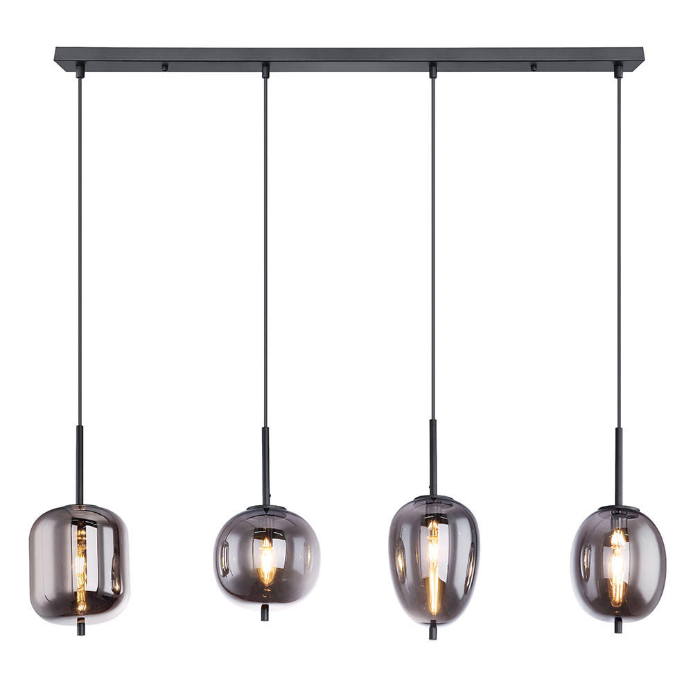 HÄNGELEUCHTE Glas Rauchfarben Grau 4 flammig - Grau, Glas (100/18.5/120cm) - Globo Lighting