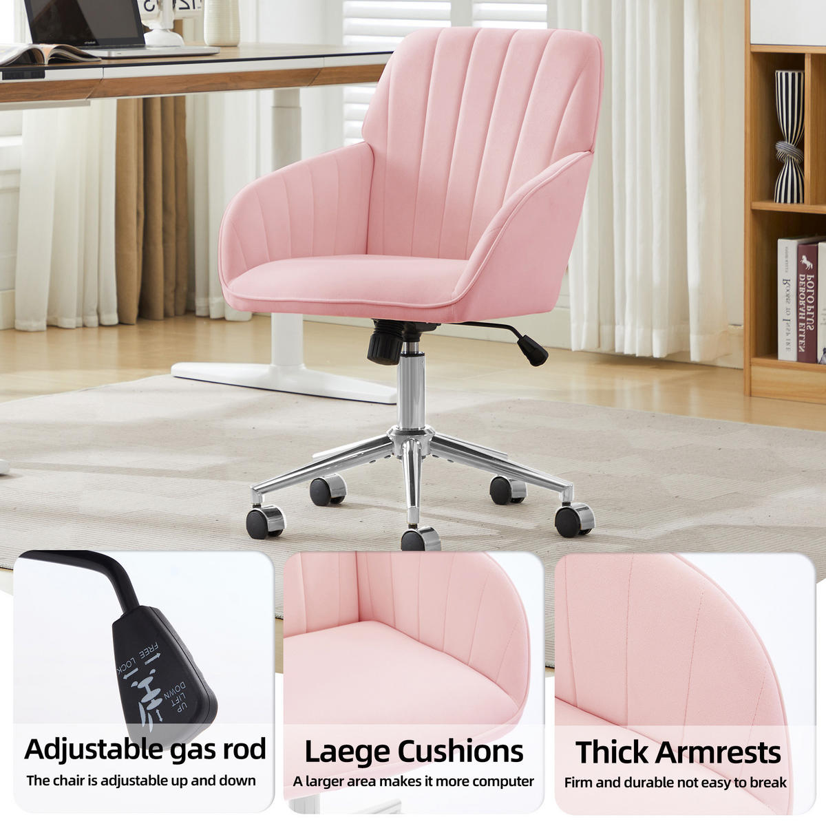 BÜROSTUHL Pink Höhenverstellbar - Pink, Metall (62/97/60cm) - PANGIVO