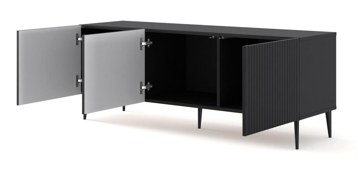 TV LOWBOARD Schwarz, Schwarz, Schwarz 150/56/42 - Schwarz, Holzwerkstoff (150/56/42cm) - RAUMHIRSCH FURNITURE