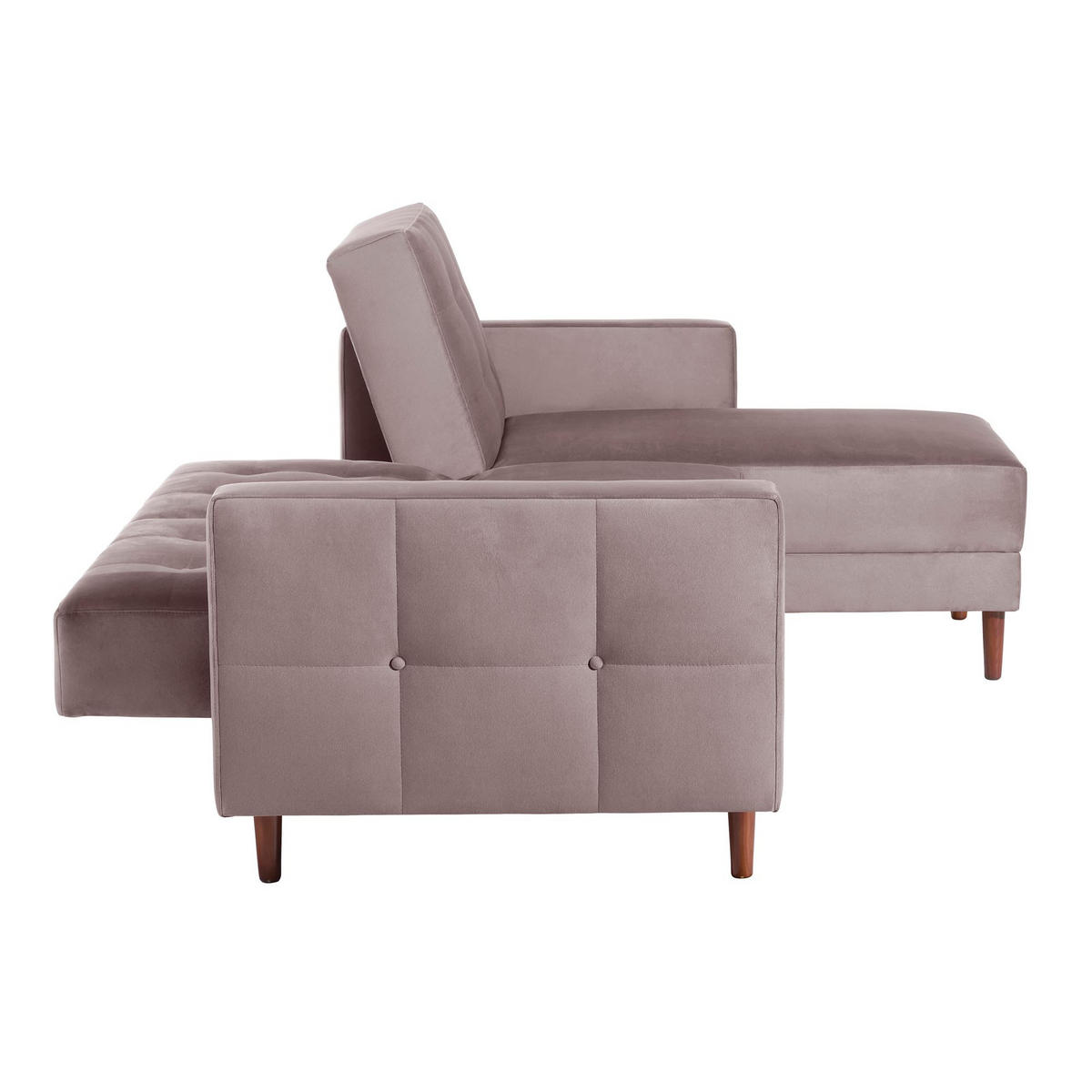 FUNKTIONSSOFA mit Hocker Katunia Samtvelours rosé - Rosa, Kunststoff (222/92/144cm) - 58aufmkessel