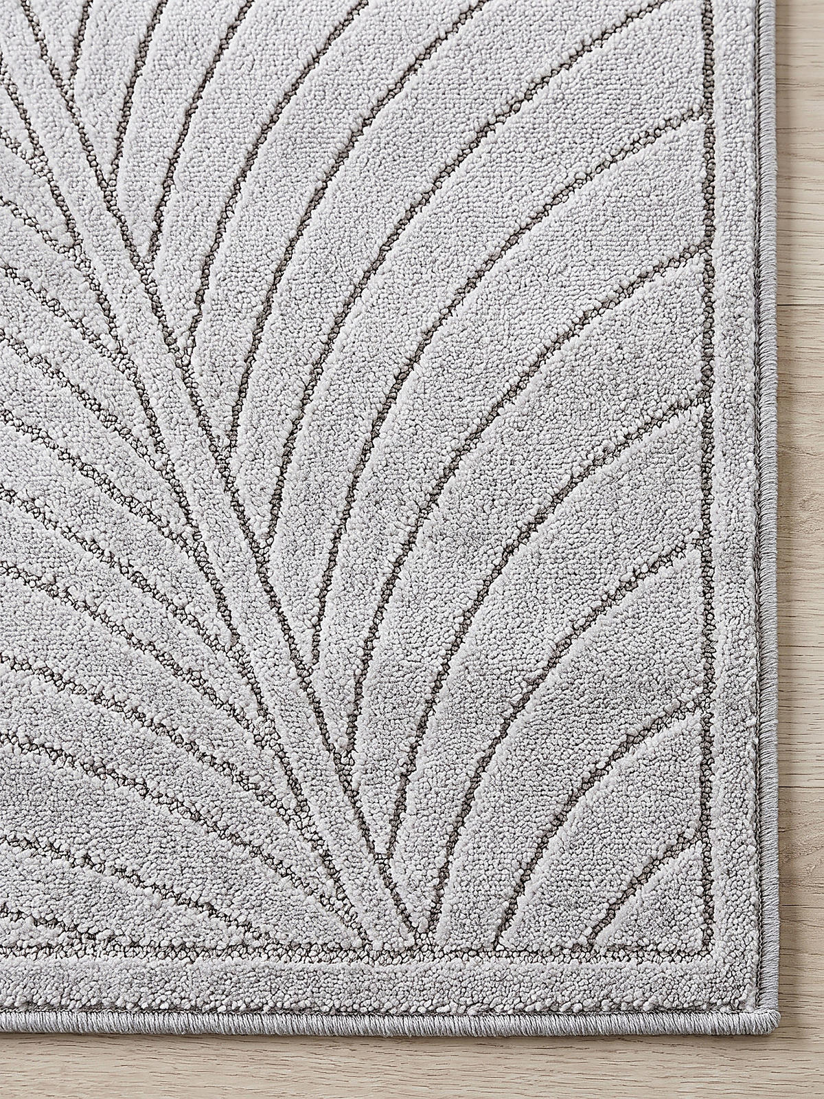 TEPPICH Outdoor, Fußbodenheizung-geeignet, mit Blattmotiv, aus Polypropylen, ENGADIN in Silbergrau, 140 x 200 cm - Grau, Textil (140/200cm) - KADIMA DESIGN