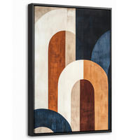 LEINWAND Bilder mit Rahmen - Abstrakt - Formen - Dunkelblau - 20x30 - Cognac, Textil (20/30cm) - MuchoWow