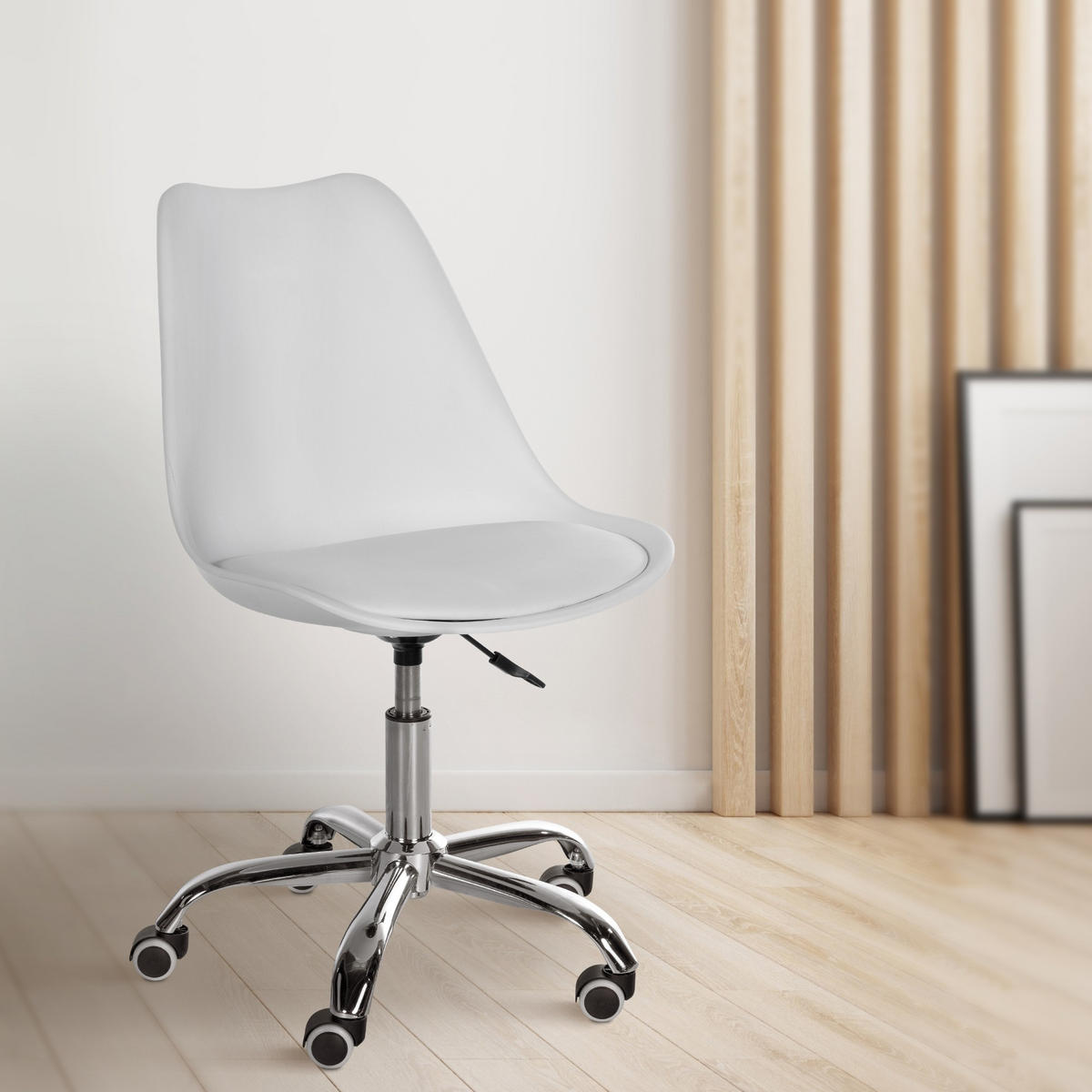 HOCKER Kunststoff weiß - Chromfarben/Weiß, Kunststoff/Metall (51/78/55cm) - CLP