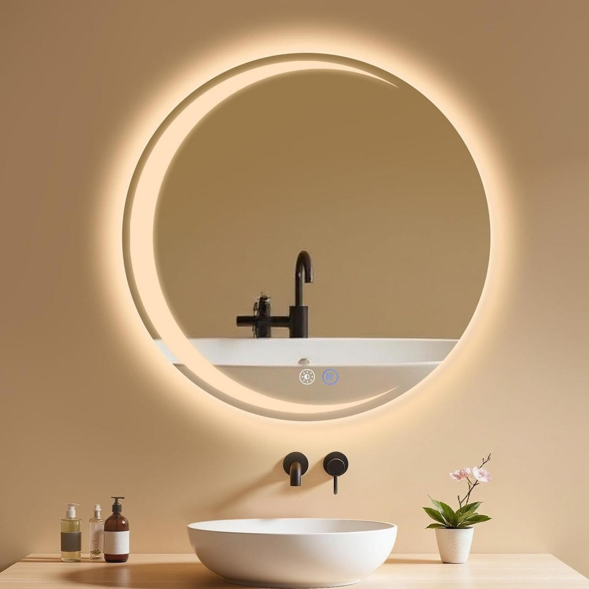 BADSPIEGEL Modern Finng 70/70/2.4 cm - Silberfarben, Glas/Metall (70/2.4/2.4cm) - ZMH