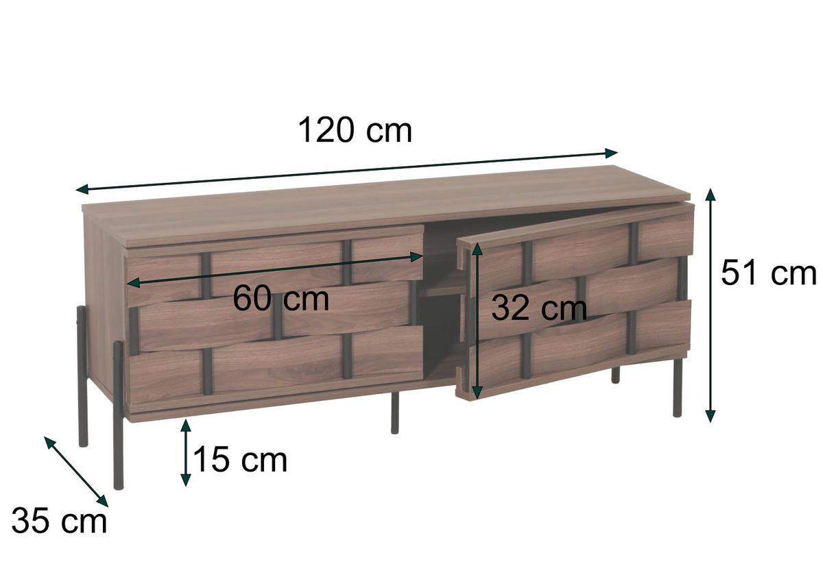 TV-RACK Braun - Braun, Holz (120/51/35cm) - MCW