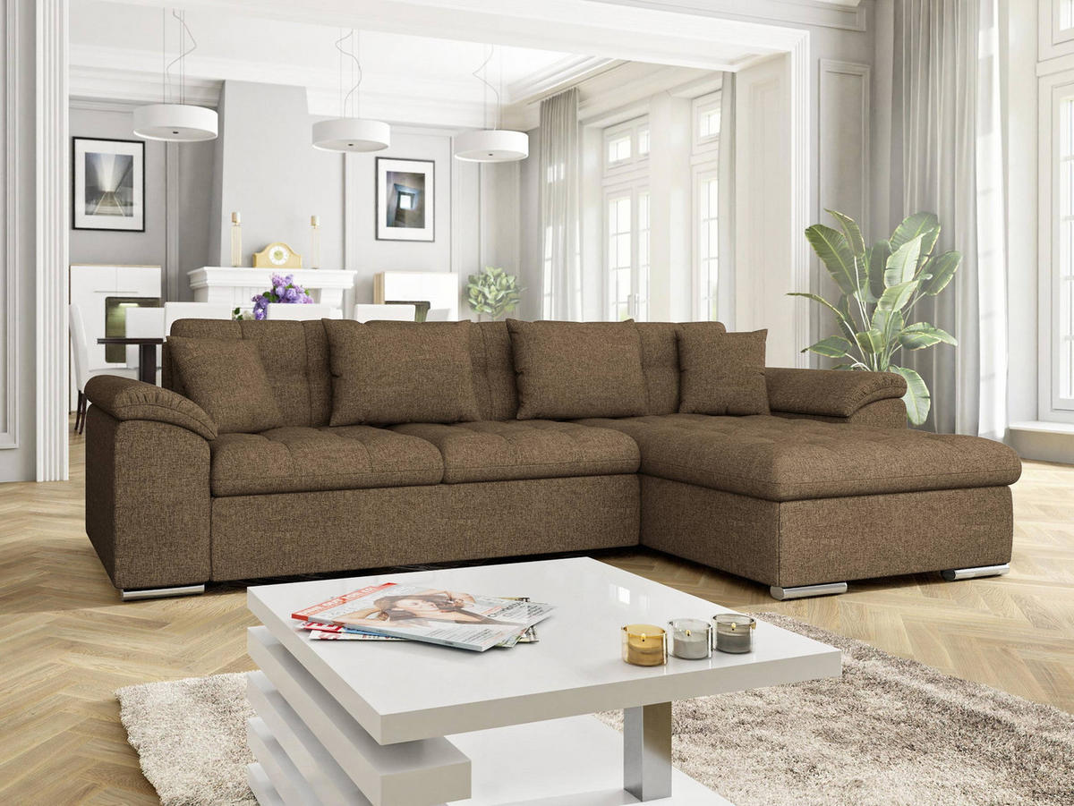 ECKSOFA Diana, Seite: Rechts - Nussbaumfarben, Holz/Textil (280/160cm) - MIRJAN24