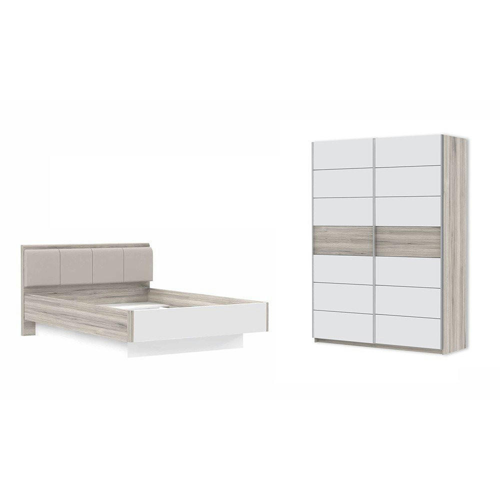JUGENDZIMMER Rondino in Sandeiche und Weiß 4 teilig - Braun, Holzwerkstoff (120/200/80cm)