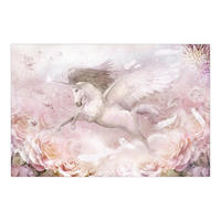 FOTOTAPETE Pegasus Einhorn mit Rosen 432/290 cm - Rosa, Papier (432/290cm) - Bilderwelten