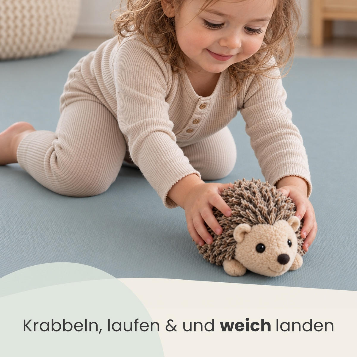SPIELMATTE Uni - 50x50x1 cm - Puzzlematte Graublau - Blau, Kunststoff (50/50cm) - Littletom