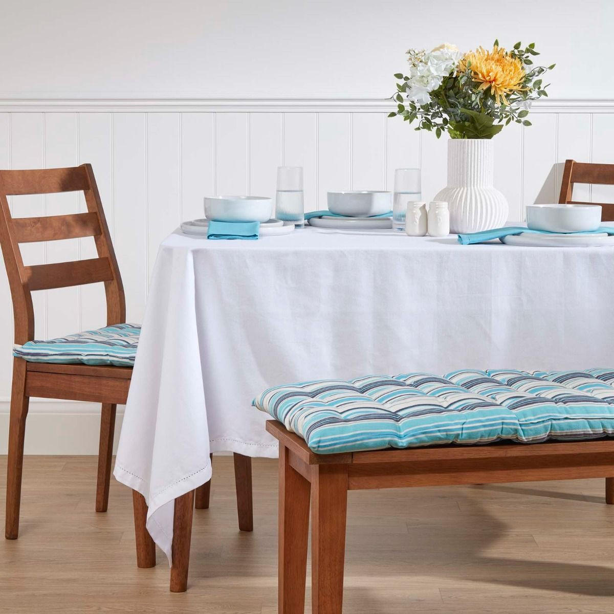 BANKAUFLAGE New England, 3-Sitzer gestreift - Blau, Textil (143/48/5cm) - Homescapes