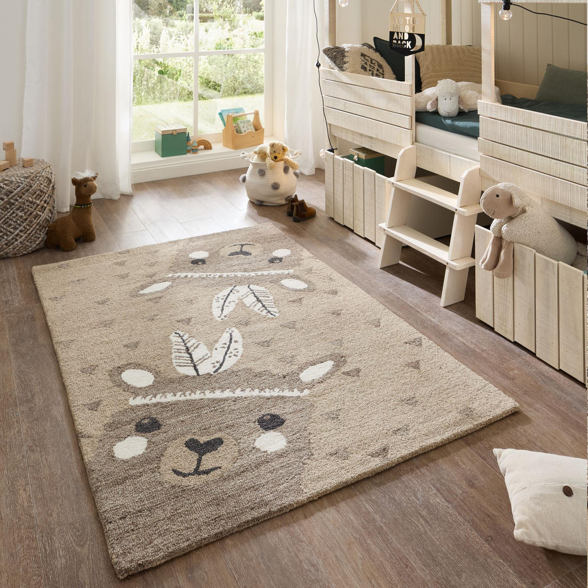 HANDTUFTTEPPICH Natur Kids - Kinderteppich mit Alpaca Design 80 x 150 cm - Sandfarben, Textil (80/150cm) - Natur Pur
