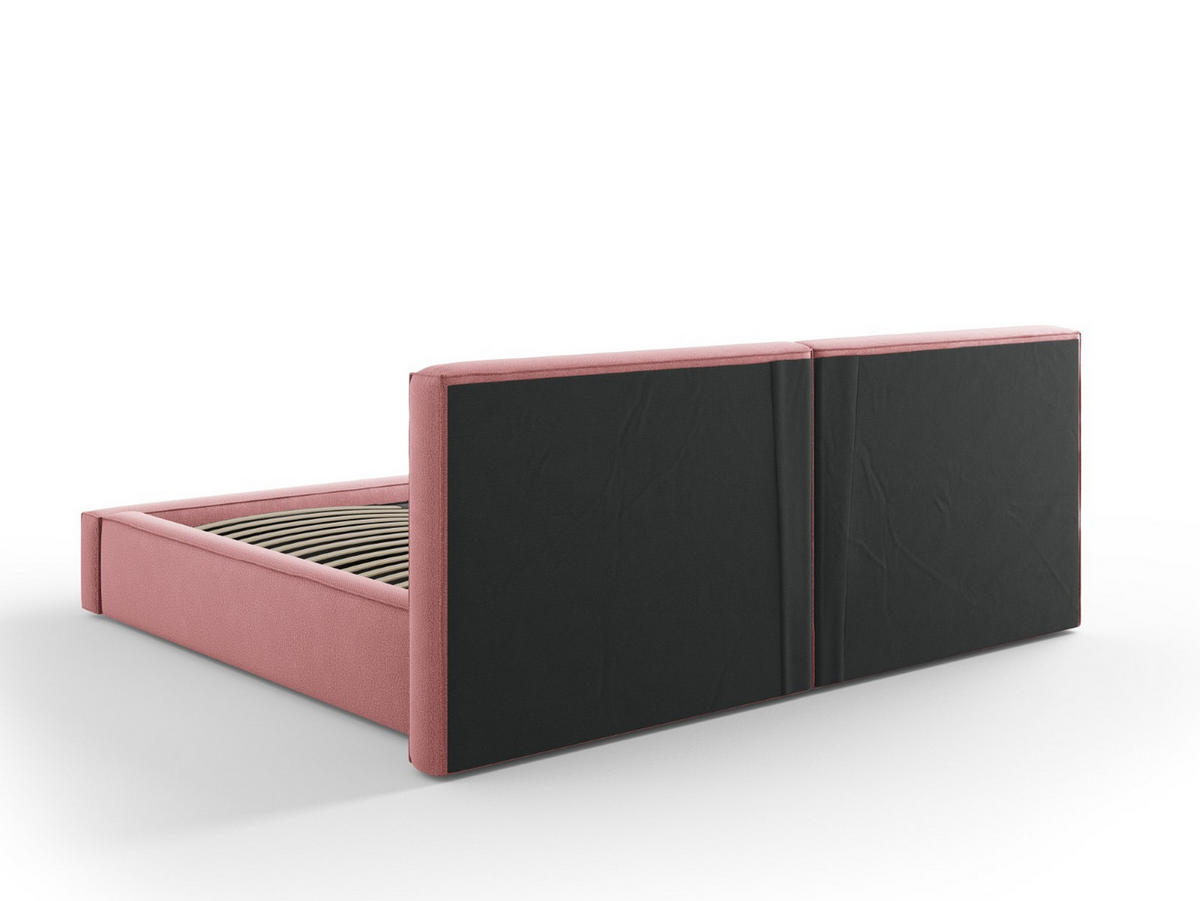 BETT mit Bettkasten und Kopfteil Jodie aus strukturiertem Stoff rosa 200x200cm - Pink, Textil (200/200cm) - Micadoni