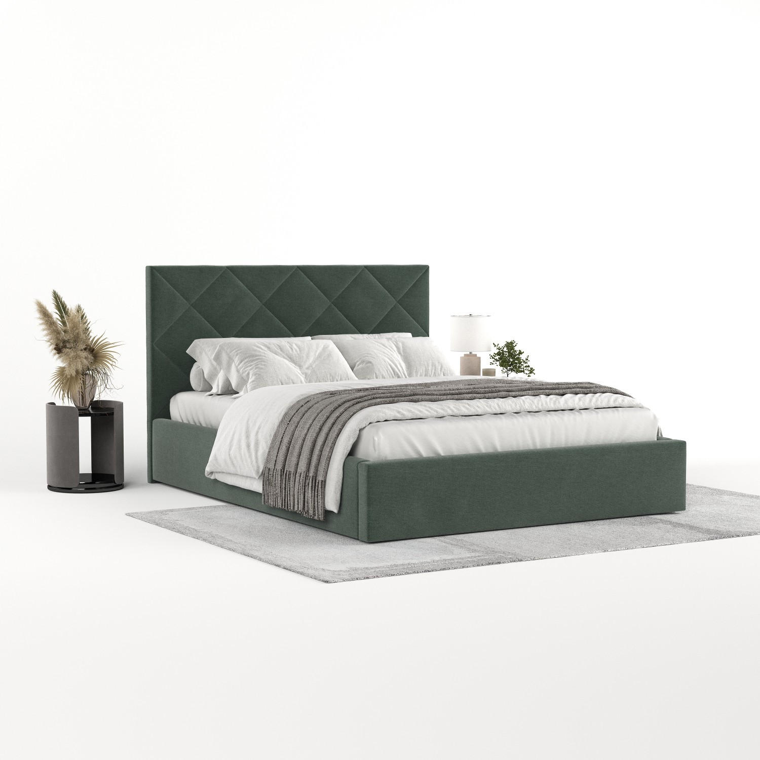 POLSTERBETT Torno 160/200 cm Grün im Asti Stoff - Schwarz/Naturfarben, Holz/Holzwerkstoff (160/200cm) - AltaBeds