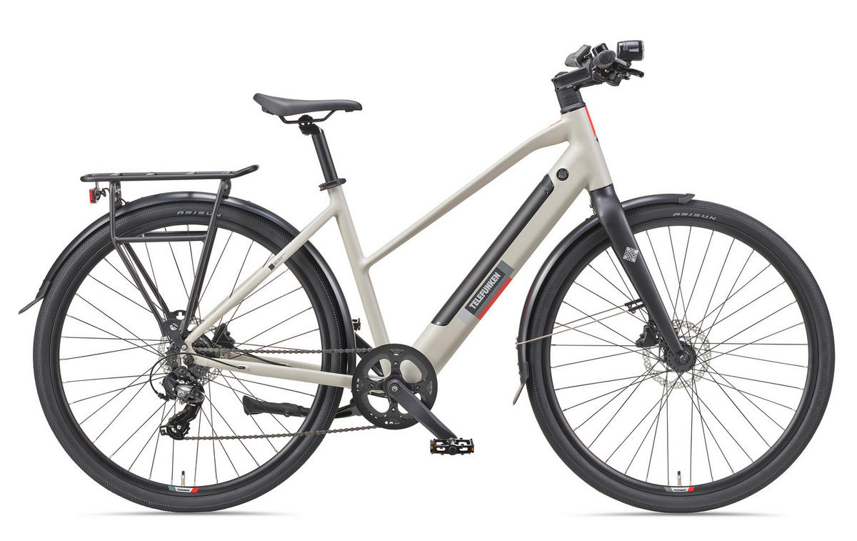 E-BIKE Urban UH210 Elektrofahrrad 28 Zoll Pedelec 417,6 Wh Hinterradmotor 7-Gang Kettenschaltung, leicht - Grau, Metall (111cm) - Telefunken