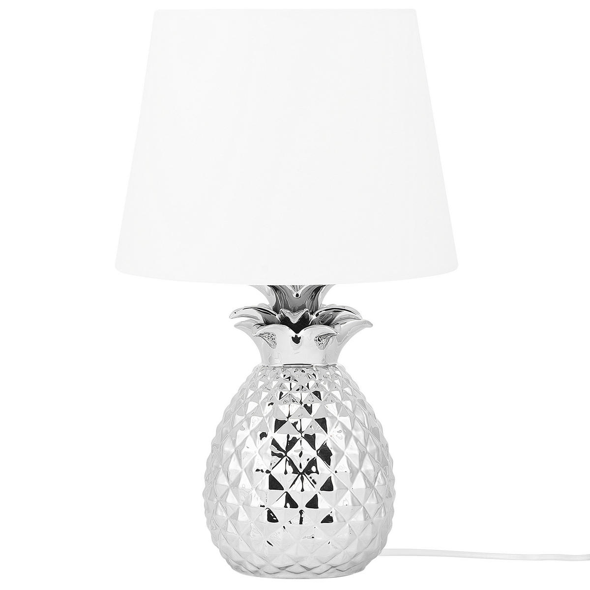 TISCHLAMPE Pineapple 32/32/52 cm - Silberfarben, Keramik (32/32/52cm) - Beliani
