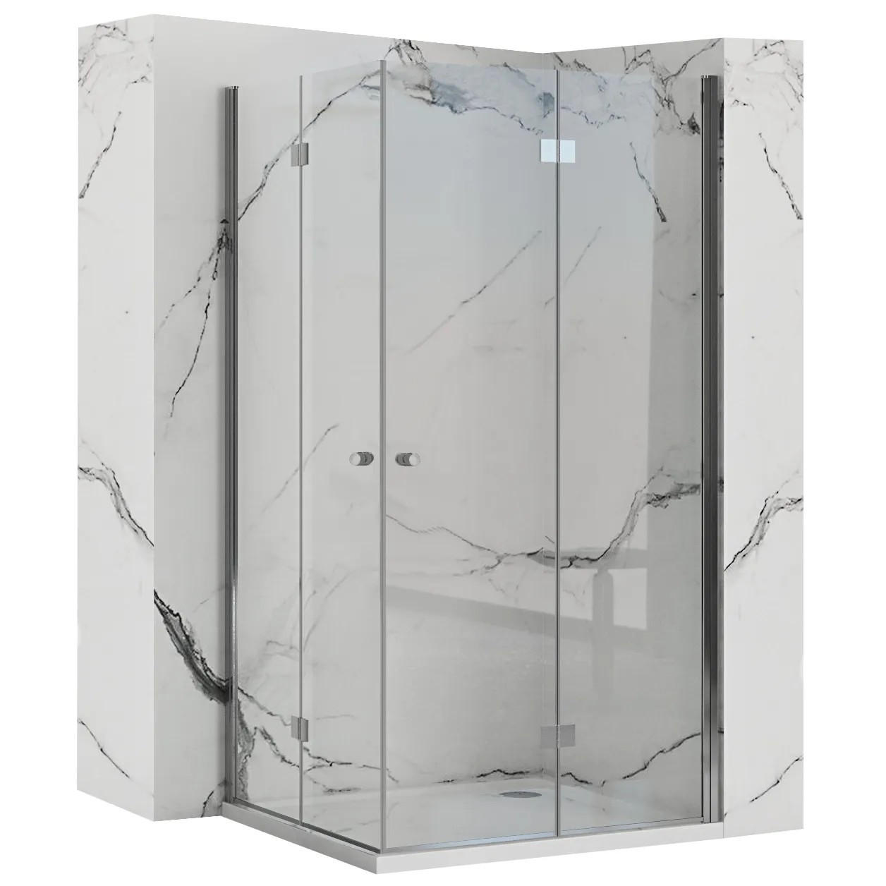 FALTTÜR Duschkabine Rea Fold Modul N2 100x120 - Chromfarben, Glas (100/120/190cm) - REA