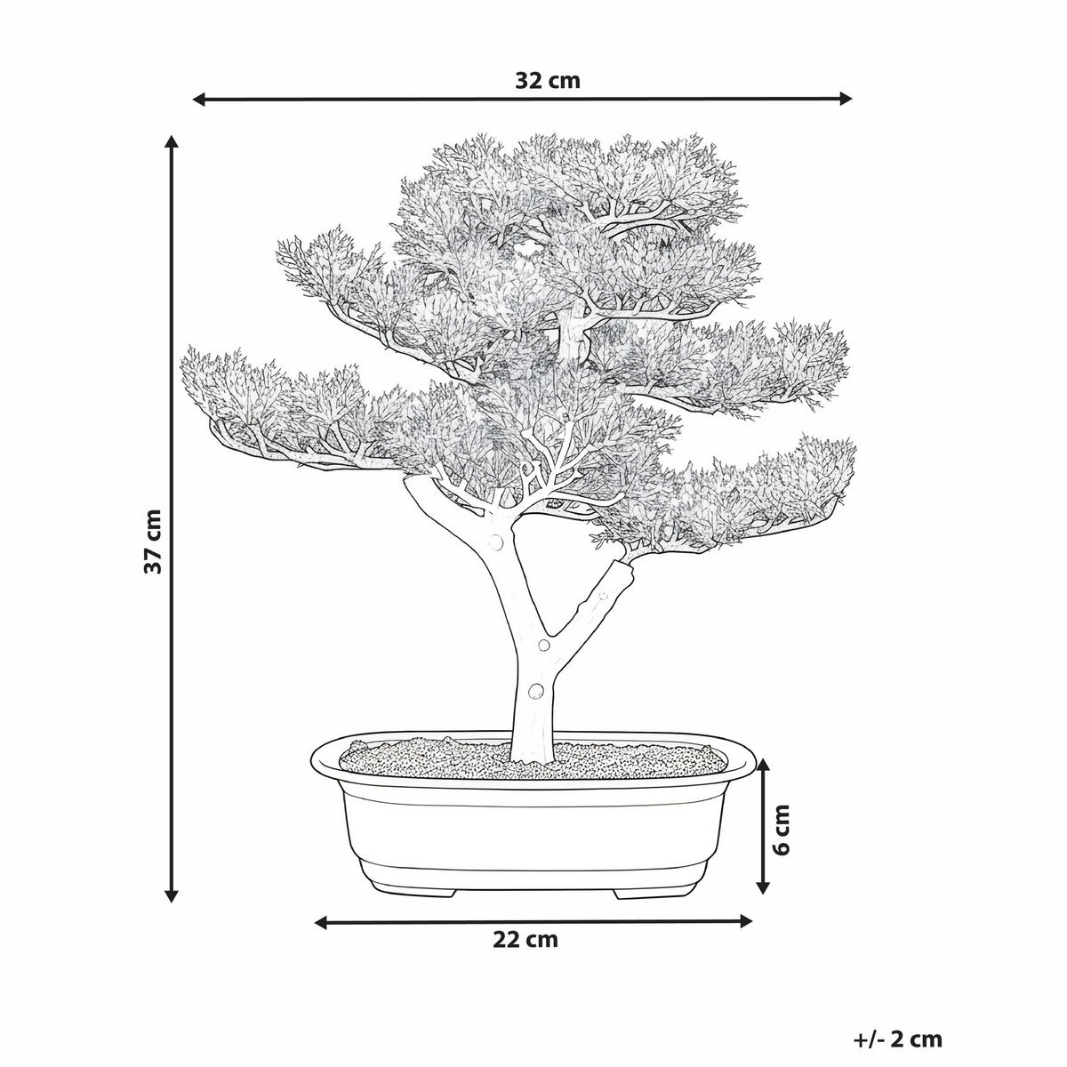 KUNSTPFLANZE im Blumentopf 37 cm Grün Pine - Schwarz/Grün, Kunststoff (37cm) - Beliani