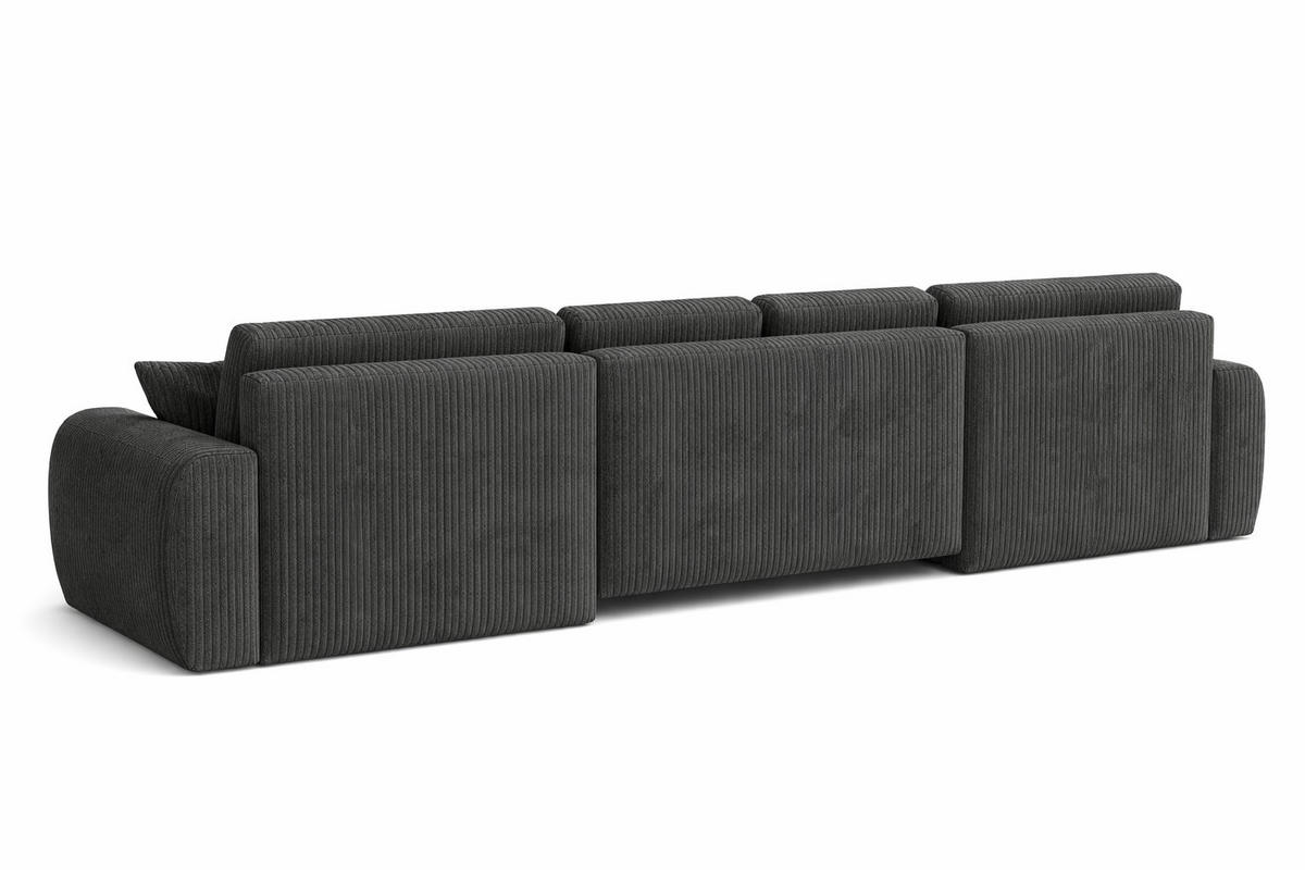 ECKSOFA Mit Schlaffunktion Und Bettkasten U-Form Ivo U, Cordstoff Poso, Grau - Grau, Holz (342/142cm) - Kaiser Möbel