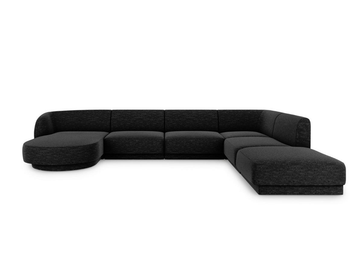 PANORAMASOFA rechts Miley aus Chenille-Stoff schwarz 6 Sitzplätze - Schwarz, Textil (255/70/330cm) - Micadoni